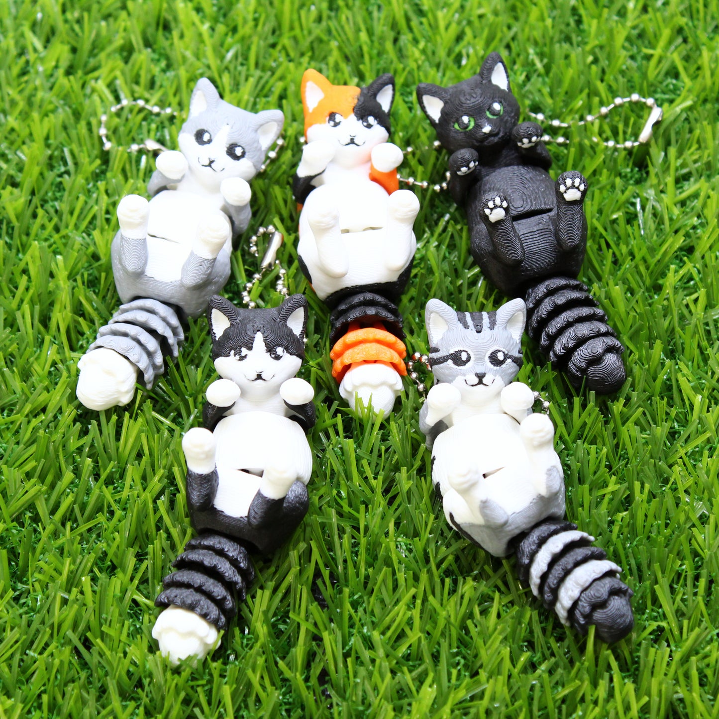 Articulating Cat Keychains 3D Printed (2 Pack)
