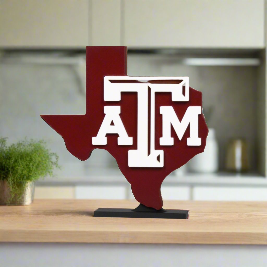 University of Texas A&M decoration on a countertop.