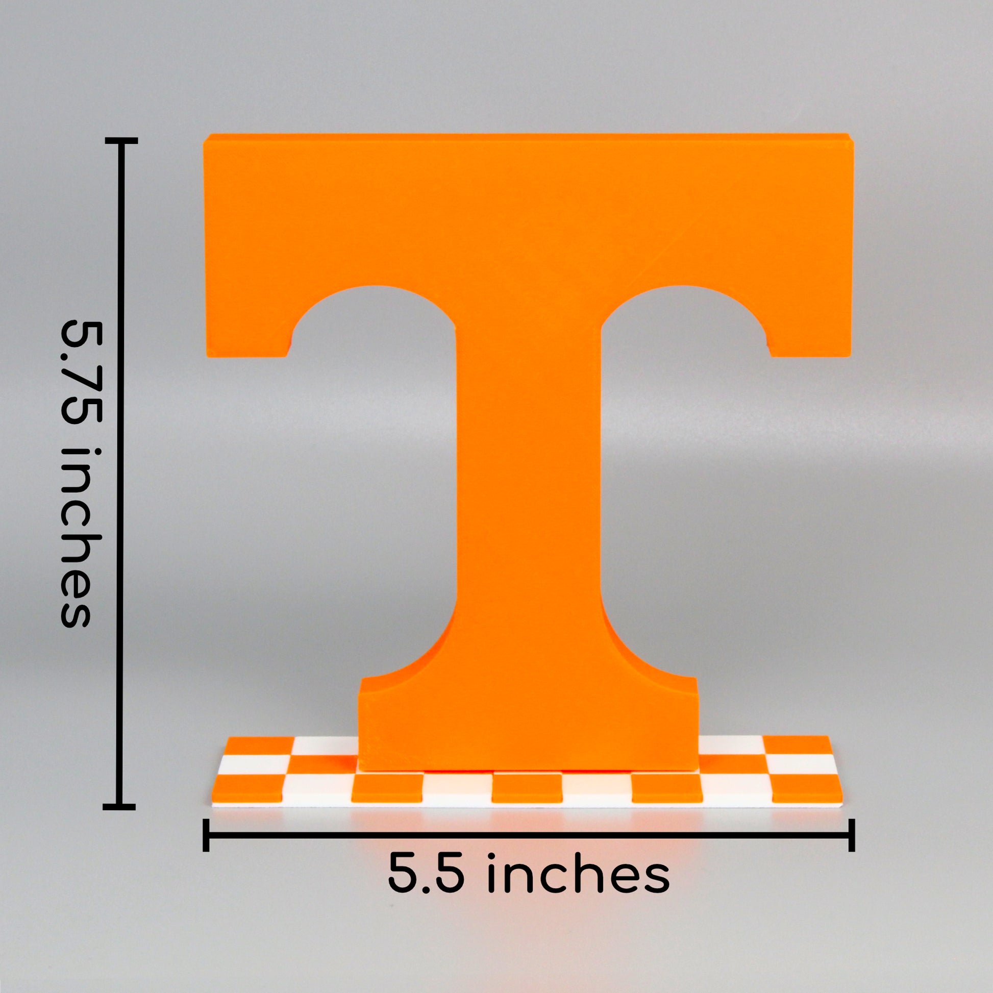 University of Tennessee measurements: 5.75 inches tall by 5.5 inches wide.